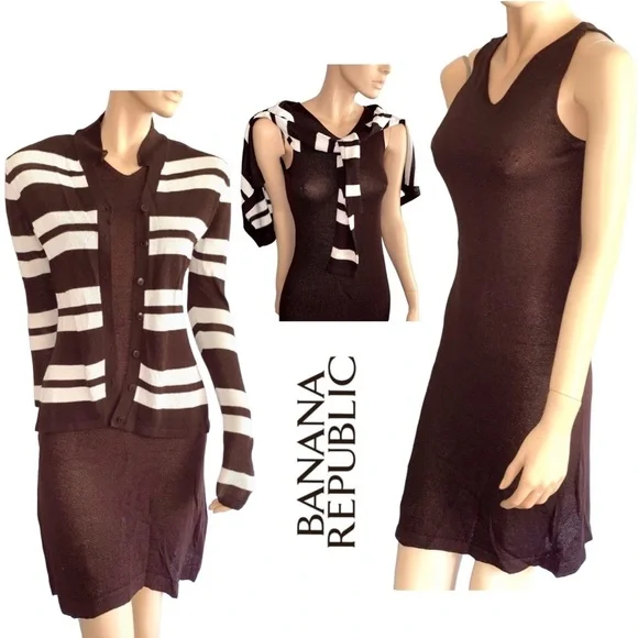 Banana Republic Vintage 2pcs Elegant Coordinated Knit Dress Cardigan Set - Picture 12 of 12